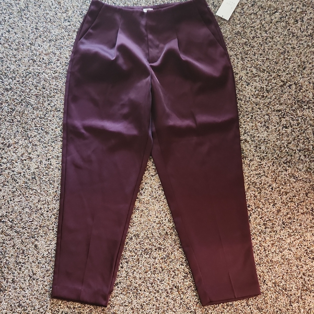 a new day Rich‎ Burgundy Satin Pants, Size 8